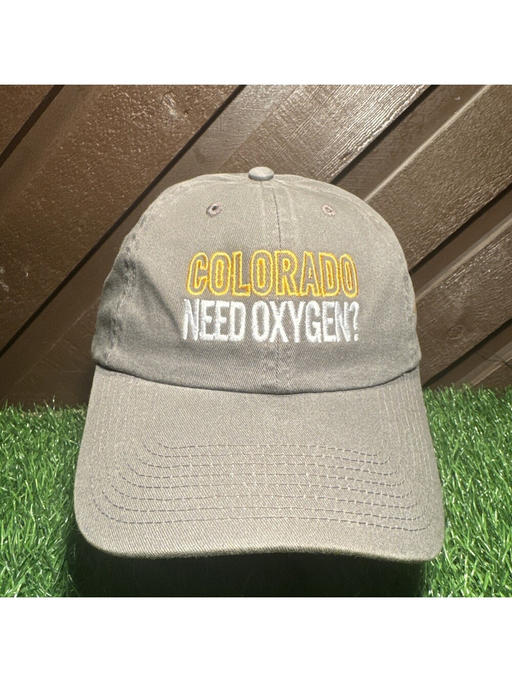Colorado Need Oxygen? Hat Fahrenheit Headwear Gray Cotton Strapback Dad Cap